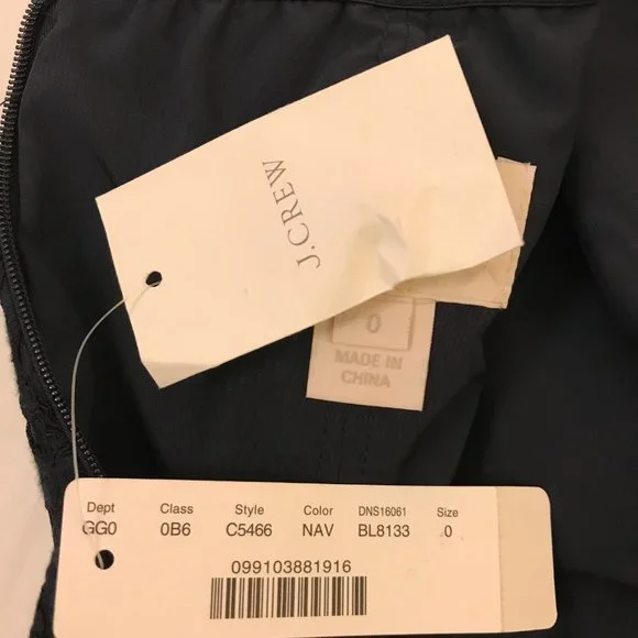 J. CREW Dress 0 Alisa Leavers Lace Navy Blue - Picture 9 of 9